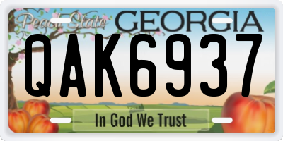 GA license plate QAK6937