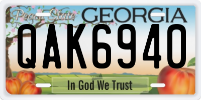 GA license plate QAK6940