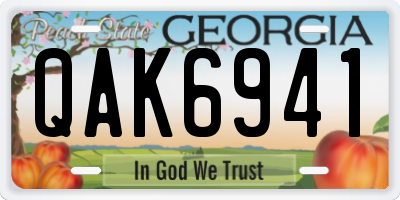 GA license plate QAK6941