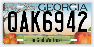 GA license plate QAK6942