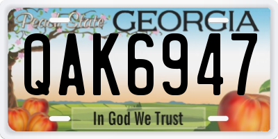 GA license plate QAK6947