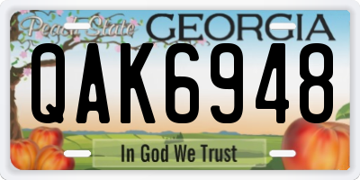 GA license plate QAK6948