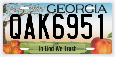 GA license plate QAK6951