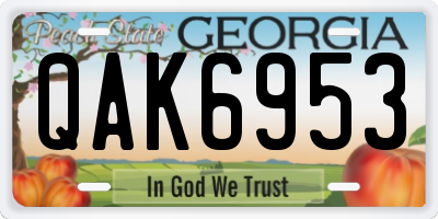 GA license plate QAK6953