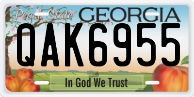 GA license plate QAK6955