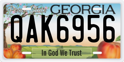 GA license plate QAK6956