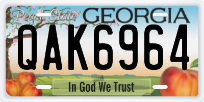 GA license plate QAK6964
