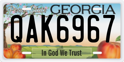 GA license plate QAK6967