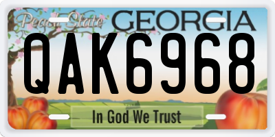 GA license plate QAK6968