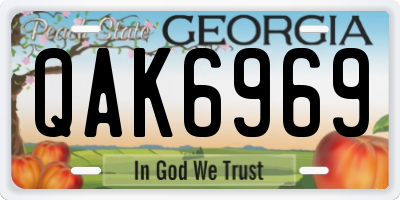 GA license plate QAK6969