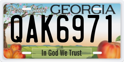 GA license plate QAK6971