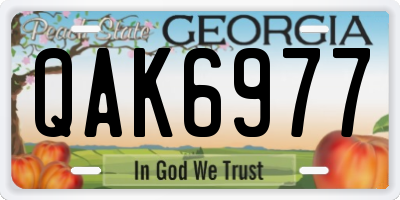 GA license plate QAK6977