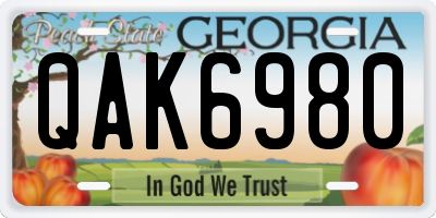 GA license plate QAK6980