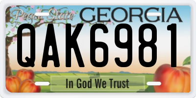 GA license plate QAK6981