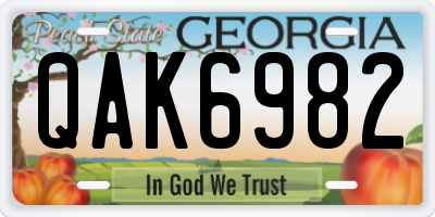 GA license plate QAK6982