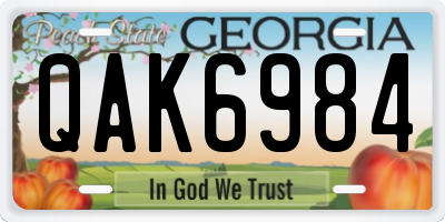 GA license plate QAK6984