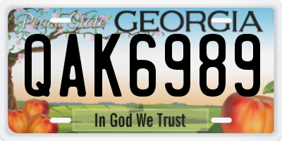 GA license plate QAK6989