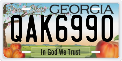 GA license plate QAK6990