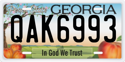GA license plate QAK6993