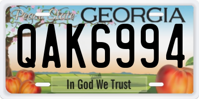GA license plate QAK6994