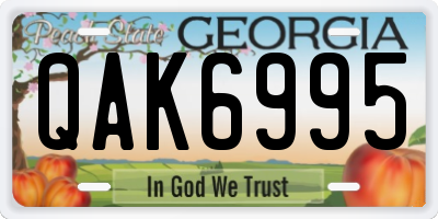 GA license plate QAK6995