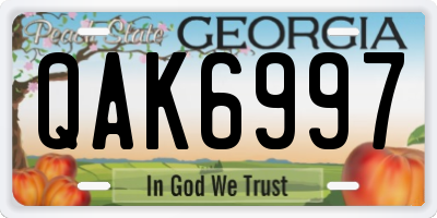 GA license plate QAK6997