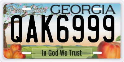 GA license plate QAK6999