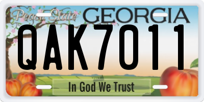 GA license plate QAK7011