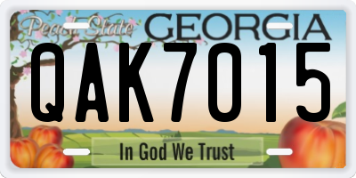 GA license plate QAK7015