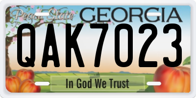 GA license plate QAK7023