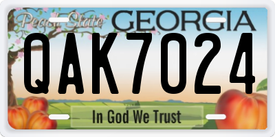 GA license plate QAK7024