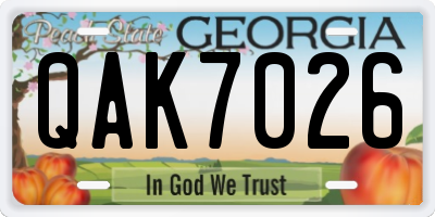 GA license plate QAK7026