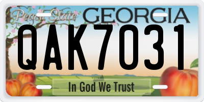 GA license plate QAK7031