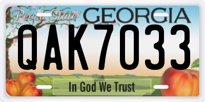 GA license plate QAK7033