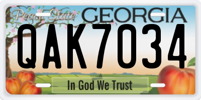 GA license plate QAK7034