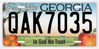 GA license plate QAK7035