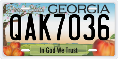 GA license plate QAK7036