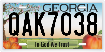 GA license plate QAK7038