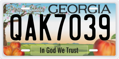 GA license plate QAK7039