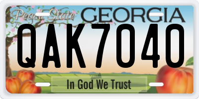 GA license plate QAK7040