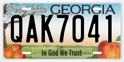 GA license plate QAK7041