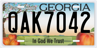 GA license plate QAK7042