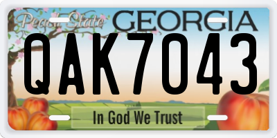 GA license plate QAK7043
