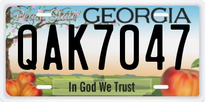 GA license plate QAK7047