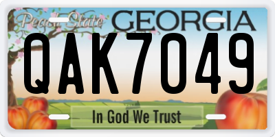 GA license plate QAK7049