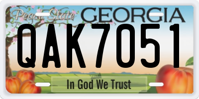 GA license plate QAK7051