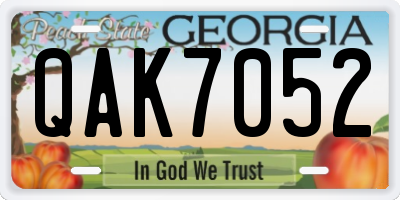 GA license plate QAK7052