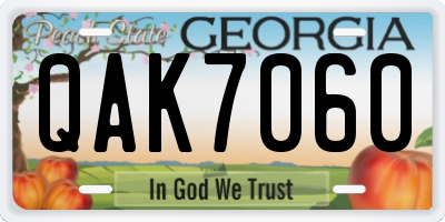 GA license plate QAK7060