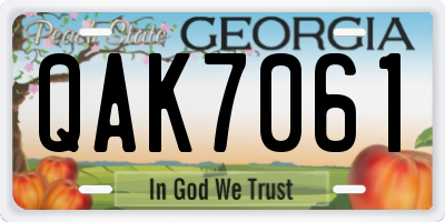 GA license plate QAK7061