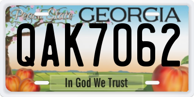GA license plate QAK7062